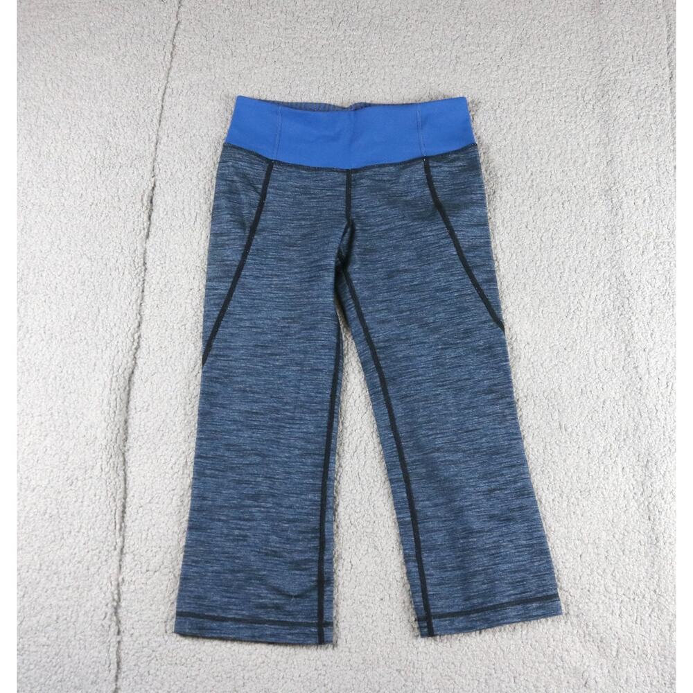 Lululemon Athletica Womens 4 Blue Gather & Crow Crop Limitless Slop Stripe Yoga